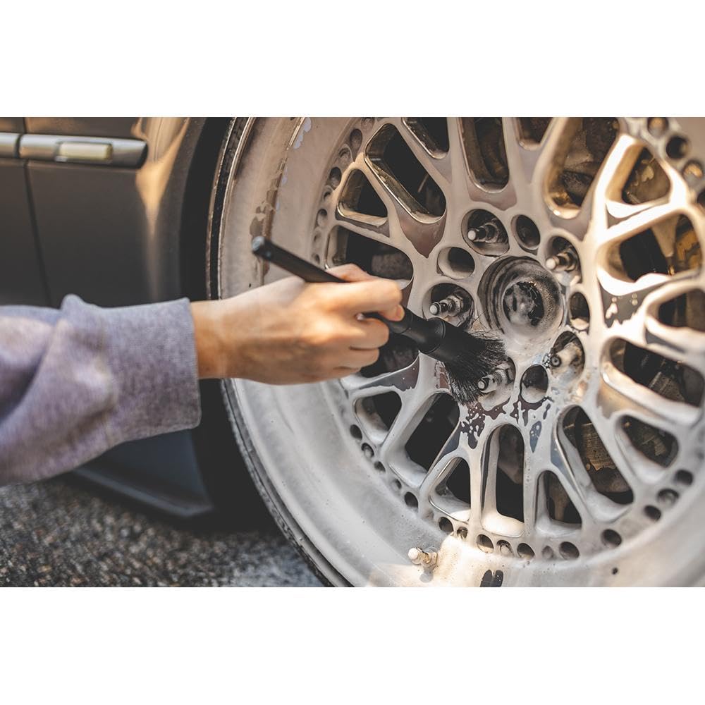 Detail Factory - Boar Hair Detailing Brush Short-Handle + Long-Handle Combo Kit - Comfortable Grip and Heavy-Duty Scrubbing - Orange - Image 5