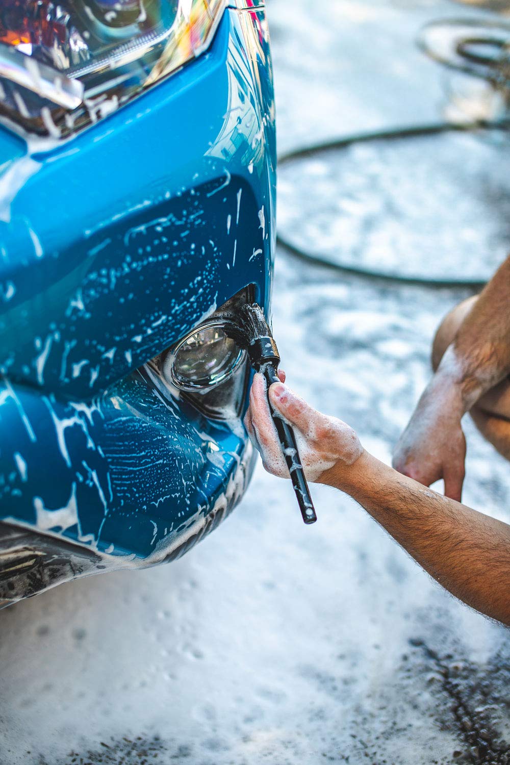 Detail Factory - Boar Hair Long-Handle Detailing Brush - Comfortable Grip and Heavy-Duty Scrubbing for Interior, Exterior, Engine Bay, Wheels, Exhaust Tips, Textured Plastic, Black on Black - Image 4