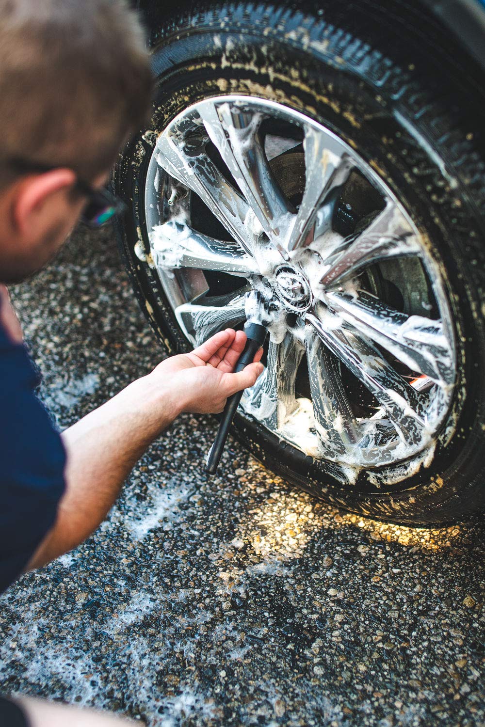 Detail Factory - Boar Hair Long-Handle Detailing Brush - Comfortable Grip and Heavy-Duty Scrubbing for Interior, Exterior, Engine Bay, Wheels, Exhaust Tips, Textured Plastic, Black on Black - Image 5