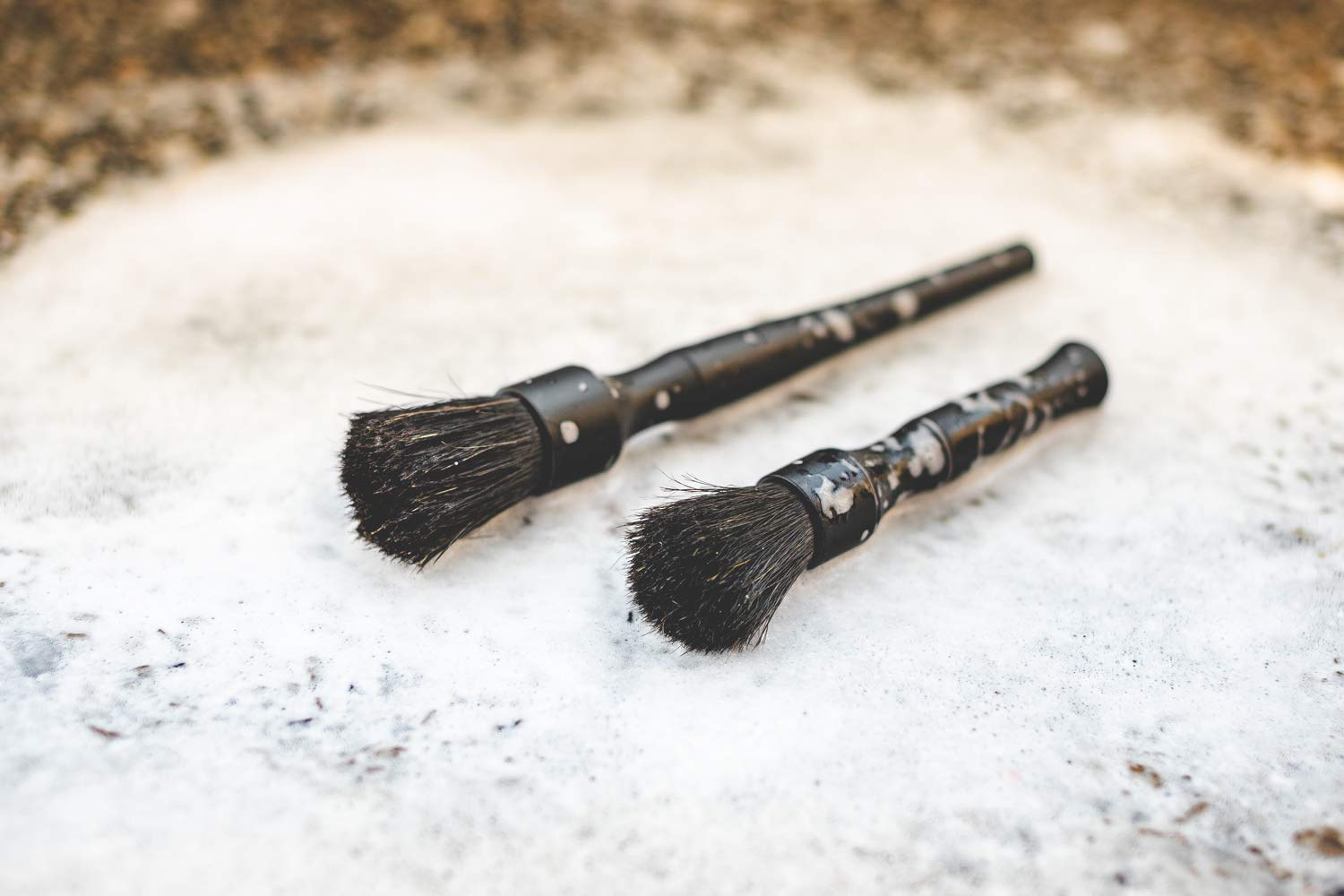 Detail Factory - Boar Hair Long-Handle Detailing Brush - Comfortable Grip and Heavy-Duty Scrubbing for Interior, Exterior, Engine Bay, Wheels, Exhaust Tips, Textured Plastic, Black on Black - Image 6