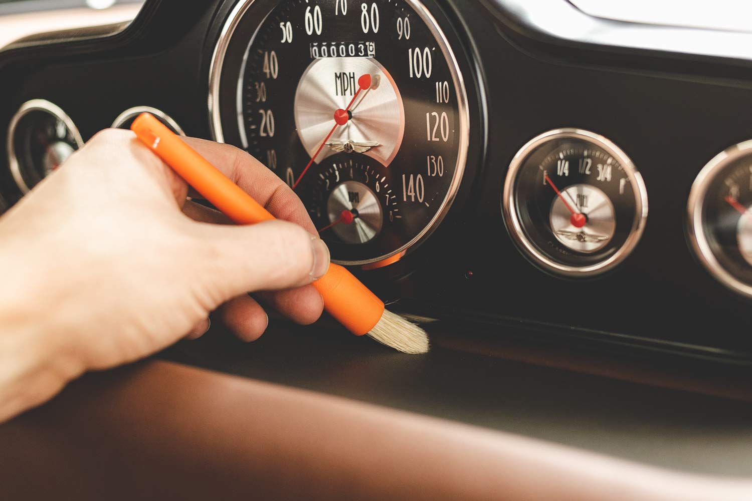 Detail Factory - Crevice Mini Detailing Brush Combo Kit - One Boar's Hair Brush + One Ultra-Soft Synthetic Brush, Heavy Cleaning Action for Small Spaces, Orange + Blue (2-Pack) - Image 7