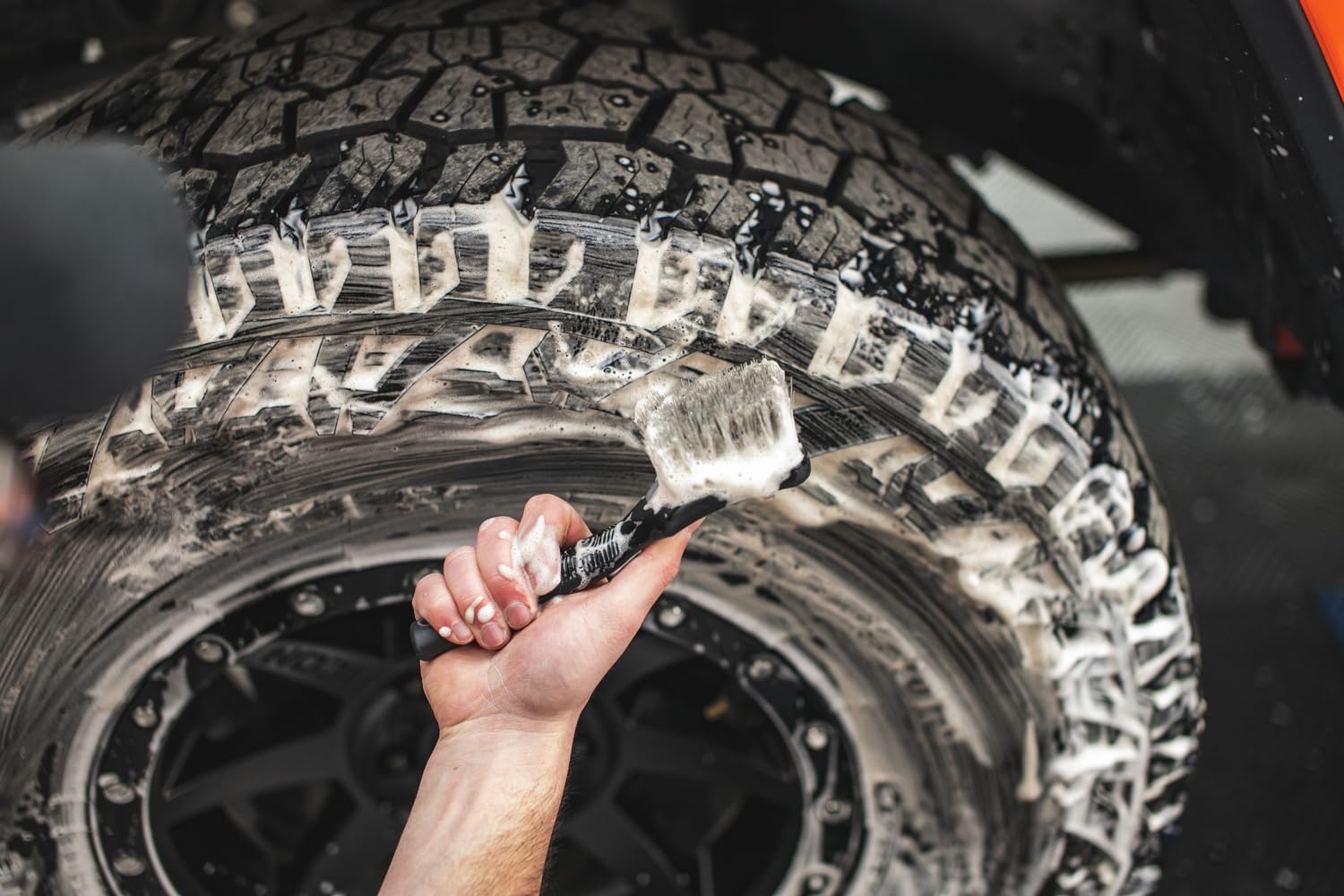 Detail Factory - ProGrip Tire Brush - Ergonomic ProGrip Handle, Stiff Synthetic Bristles, Ergonomic Design, Clean Your Tires with Ease - Grey - Image 7