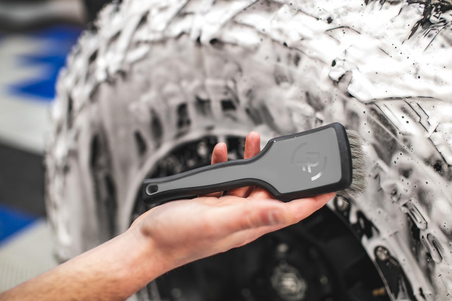 Detail Factory - ProGrip Tire Brush - Ergonomic ProGrip Handle, Stiff Synthetic Bristles, Ergonomic Design, Clean Your Tires with Ease - Grey - Image 9