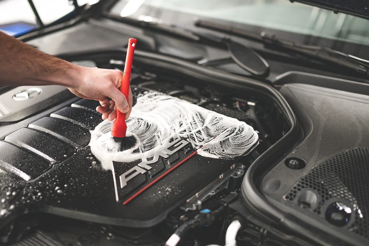 Detail Factory - TriGrip Ultra-Soft Detailing Brush Set - Scratch-Free Cleaning for Exterior, Interior Panels, Emblems, Badges, Gauges, Infotainment Screen - Red - Image 5