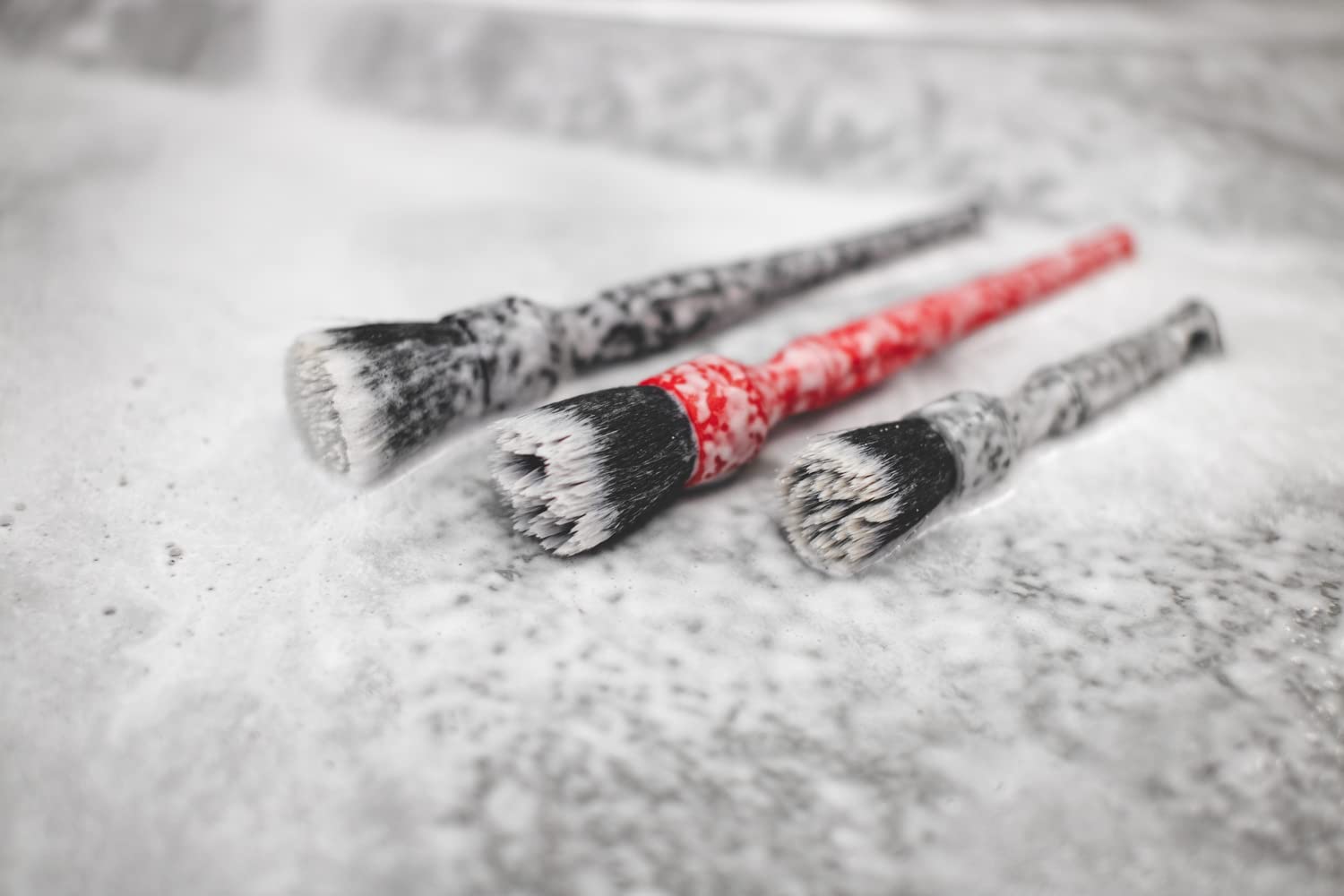 Detail Factory - TriGrip Ultra-Soft Detailing Brush Set - Scratch-Free Cleaning for Exterior, Interior Panels, Emblems, Badges, Gauges, Infotainment Screen - Red - Image 7