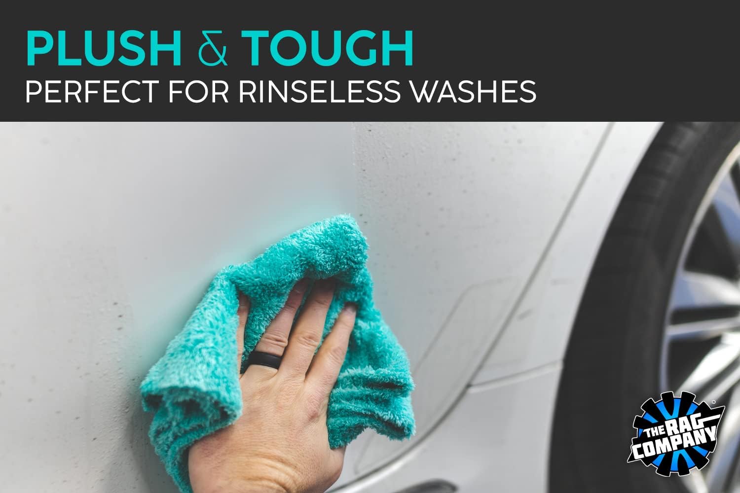 The Rag Company - Eagle Edgeless 450 (6-Pack) Professional Korean 70/30 Blend Super Plush Microfiber Detailing Buffing Polishing Drying Towels for Cars 16x16 in, Teal Blue - Image 4