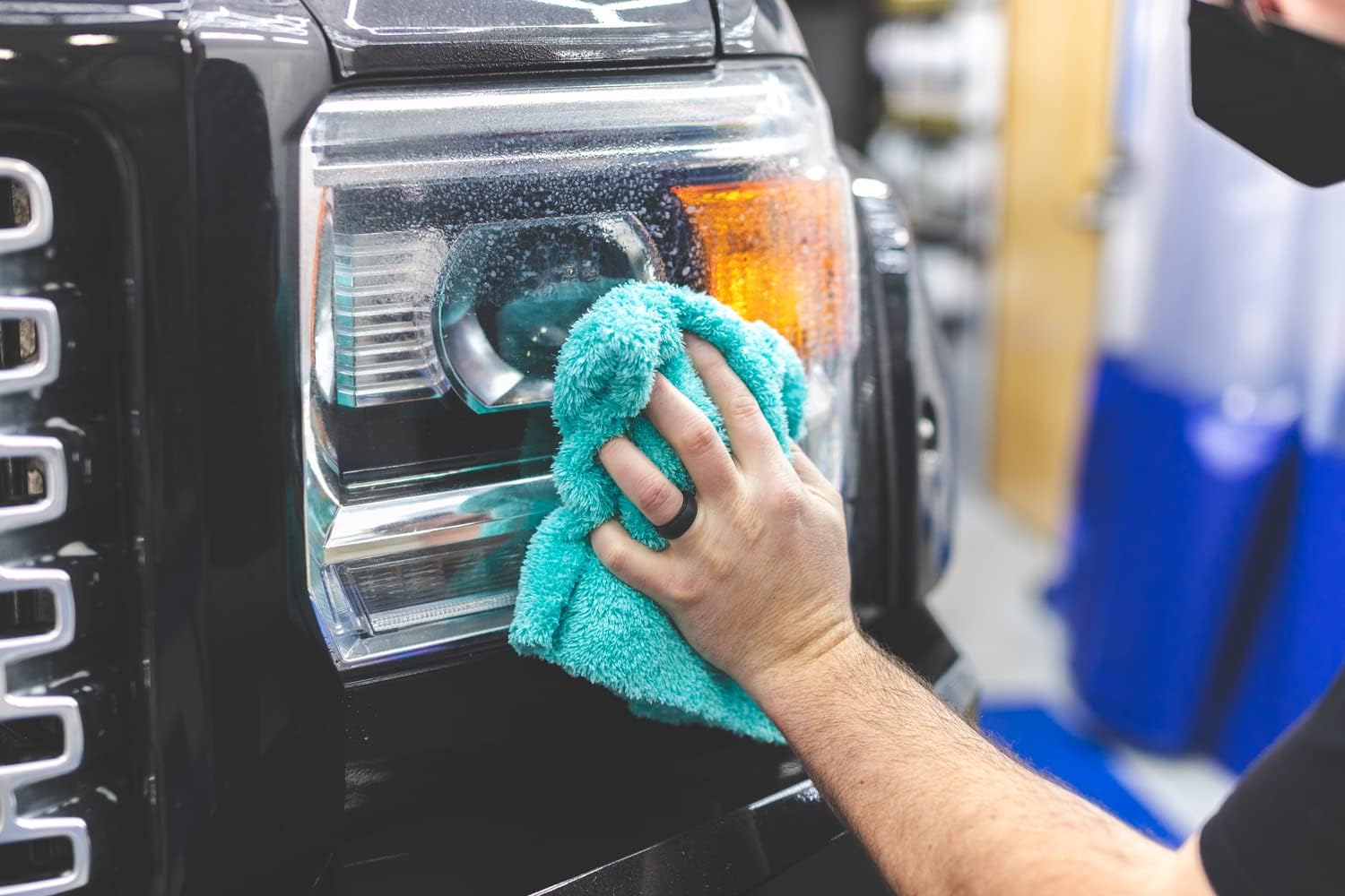 The Rag Company - Eagle Edgeless 450 (6-Pack) Professional Korean 70/30 Blend Super Plush Microfiber Detailing Buffing Polishing Drying Towels for Cars 16x16 in, Teal Blue - Image 8