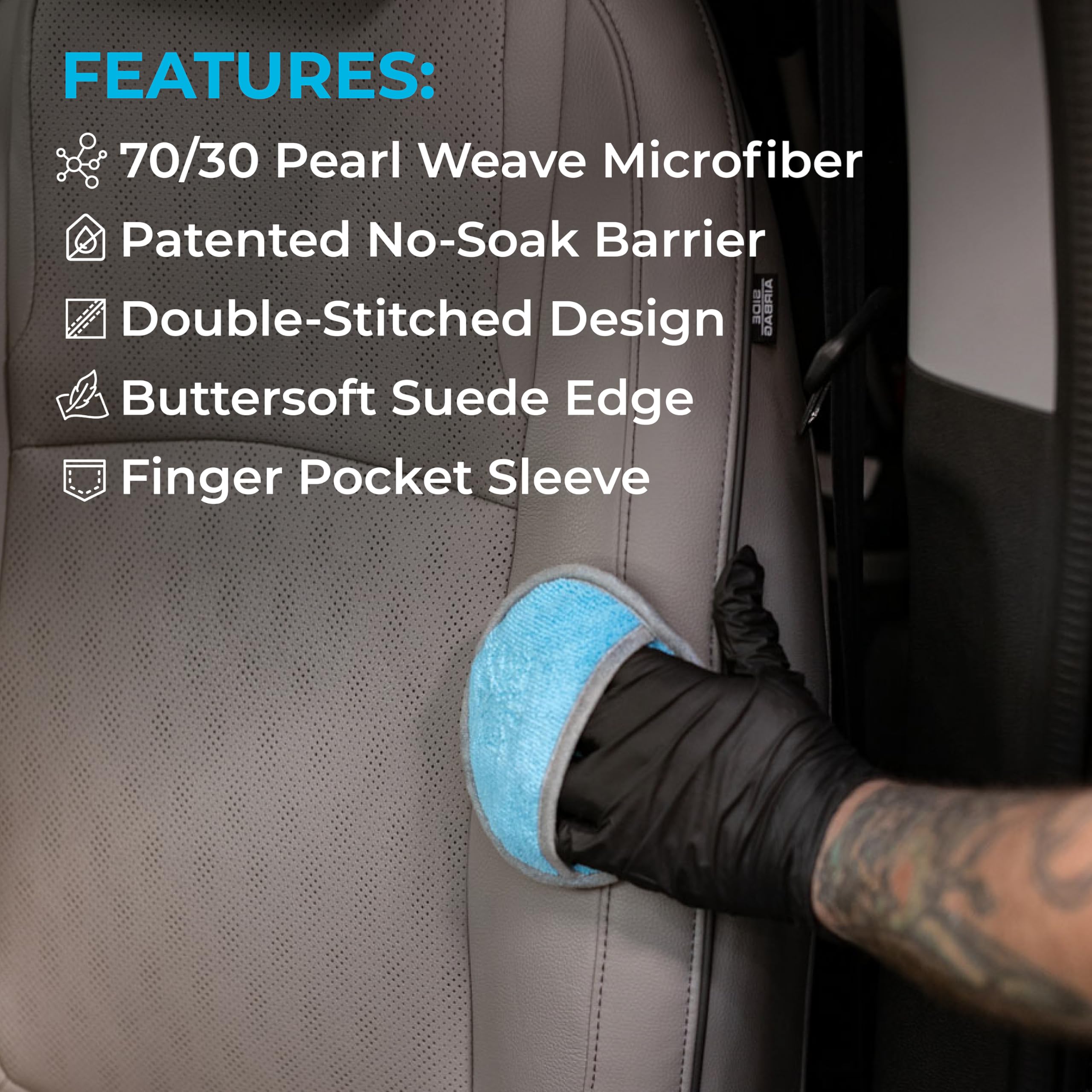 The Rag Company - Ultra No Soak Round Detailing Applicator - 70/30 Pearl Weave Microfiber for Applying Coatings, Dressings, Waxes, Sealants to Glass, Paint, Rubber, Leather, Plastic - 5 inch (5 Pack) - Image 3