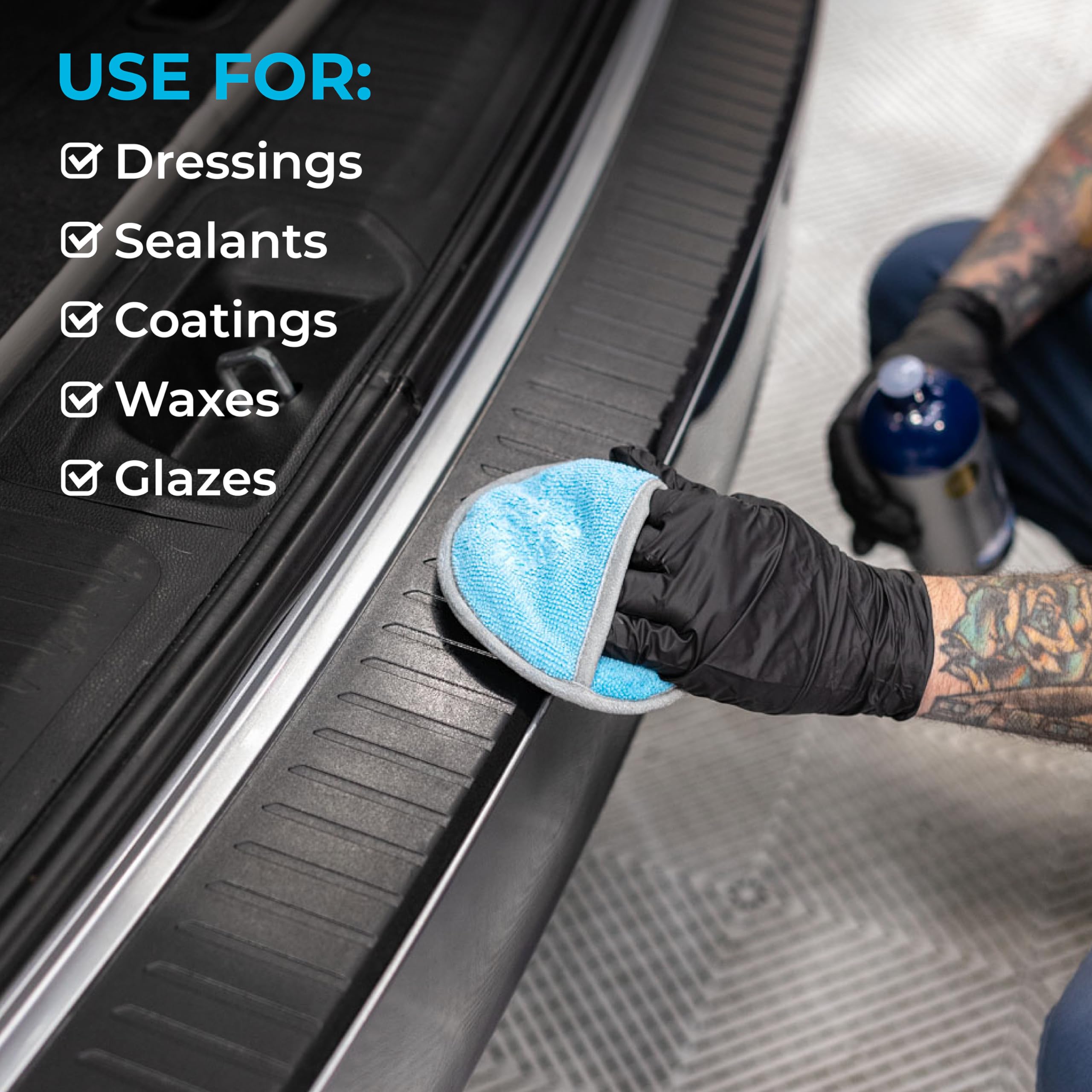 The Rag Company - Ultra No Soak Round Detailing Applicator - 70/30 Pearl Weave Microfiber for Applying Coatings, Dressings, Waxes, Sealants to Glass, Paint, Rubber, Leather, Plastic - 5 inch (5 Pack) - Image 5