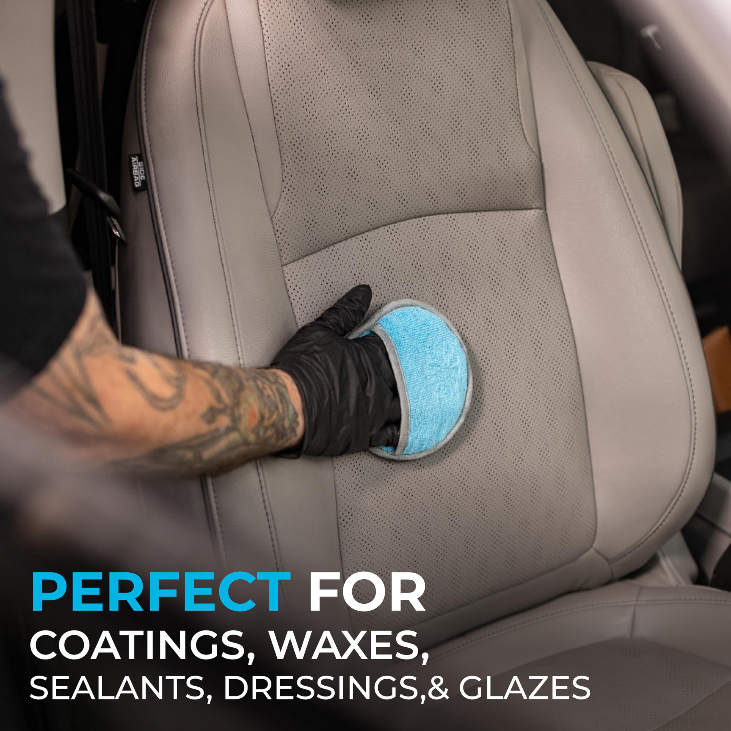 The Rag Company - Ultra No Soak Round Detailing Applicator - 70/30 Pearl Weave Microfiber for Applying Coatings, Dressings, Waxes, Sealants to Glass, Paint, Rubber, Leather, Plastic - 5 inch (5 Pack) - Image 9