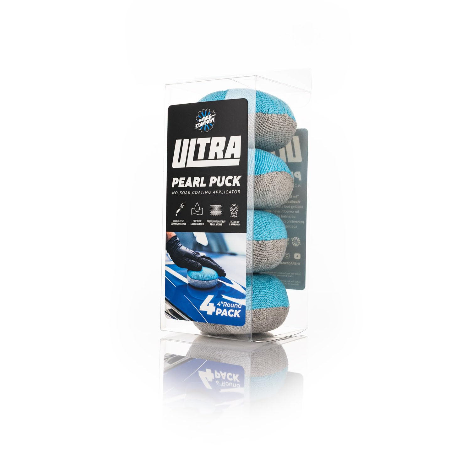 The Rag Company - Ultra Pearl Puck Applicator - Pearl Weave Microfiber with Patented No-Soak Barrier for Applying & Buffing Waxes, Coatings, & Cleaners, 4 Pack - Image 4